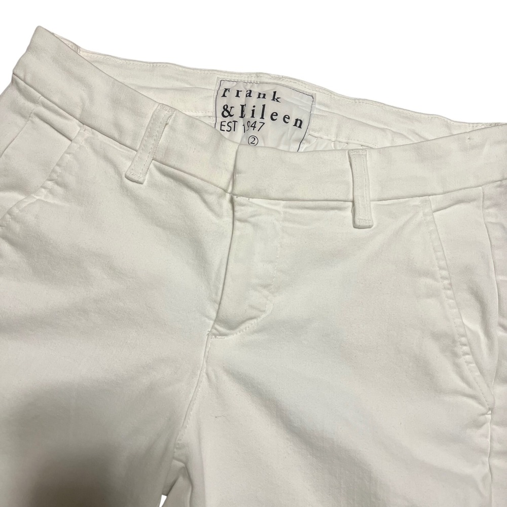 Frank Eileen Wicklow White Cropped Pants Distressed Raw Hem Size 2
